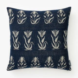 navy patterned cushion