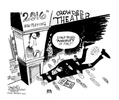 Political cartoon U.S. 2016 election voter panic FBI