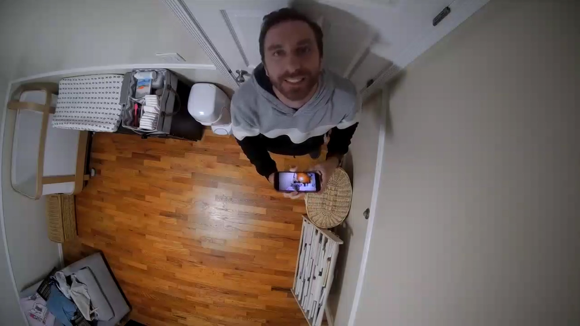 A screenshot from the camera on a Place nursery alarm