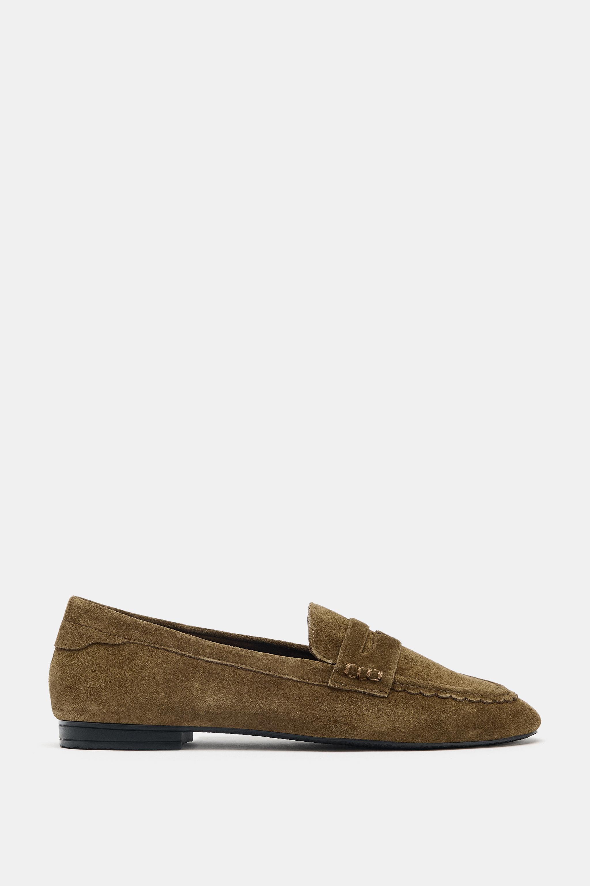 Stitched Split Suede Loafers