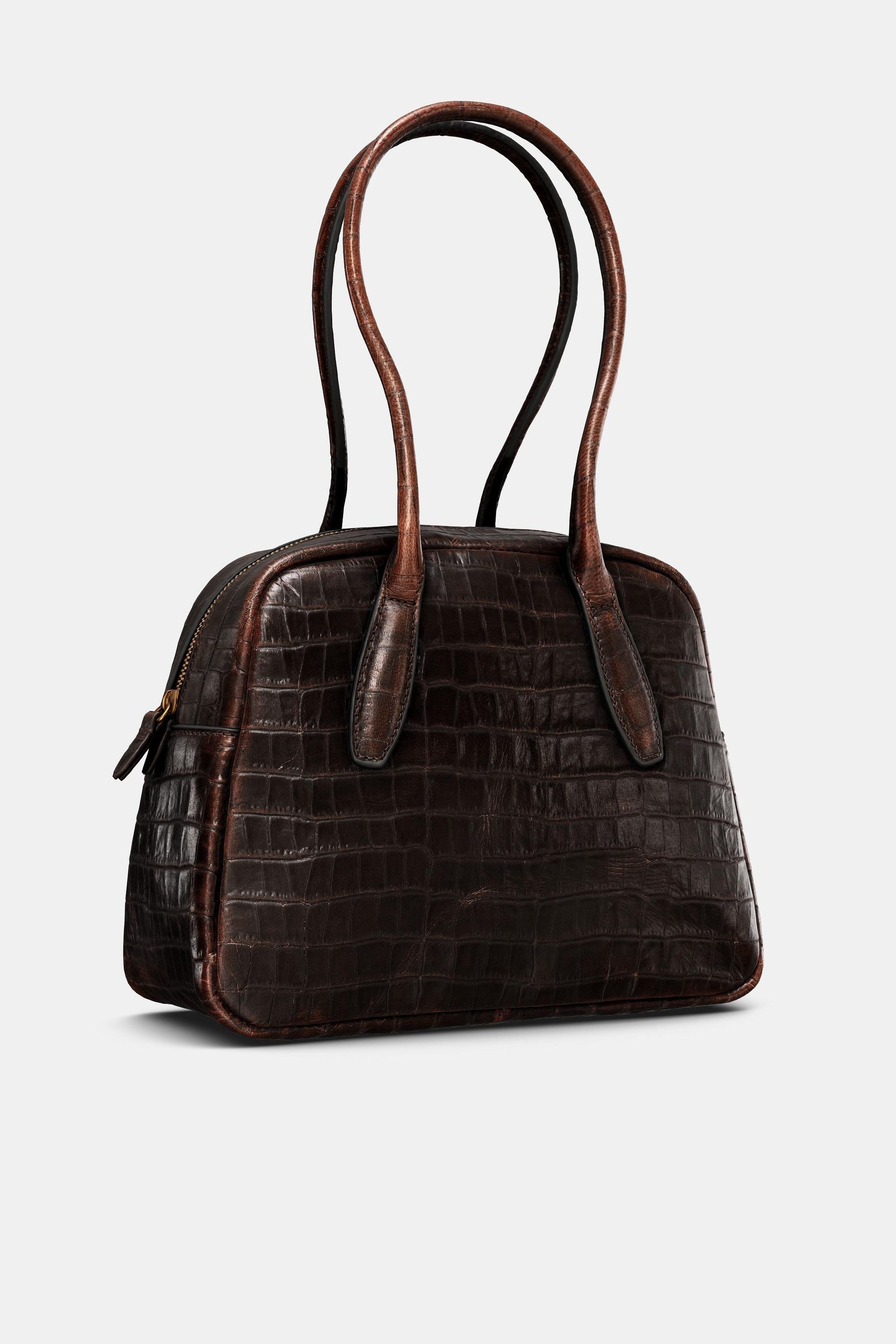 Embossed Leather Bowling Bag