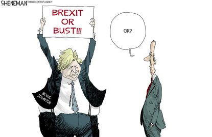 Political Cartoon Brexit Or Bust Boris Johnson