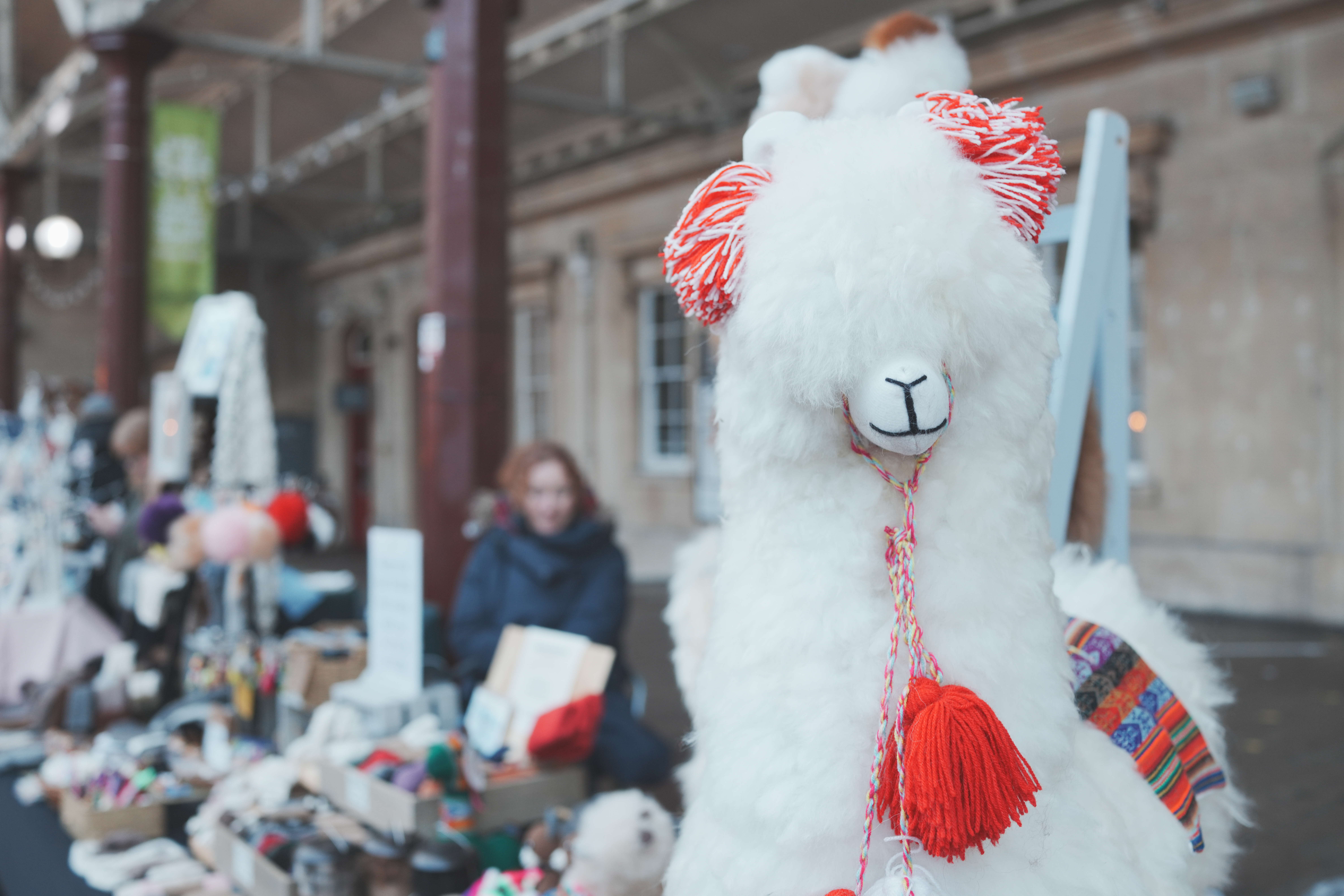 A photo of a toy stuffed Alpaca