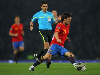 David Silva in action for Spain against Scotland in October 2010.