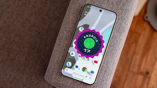 The Android 17 logo on a Google Pixel 10 Pro XL