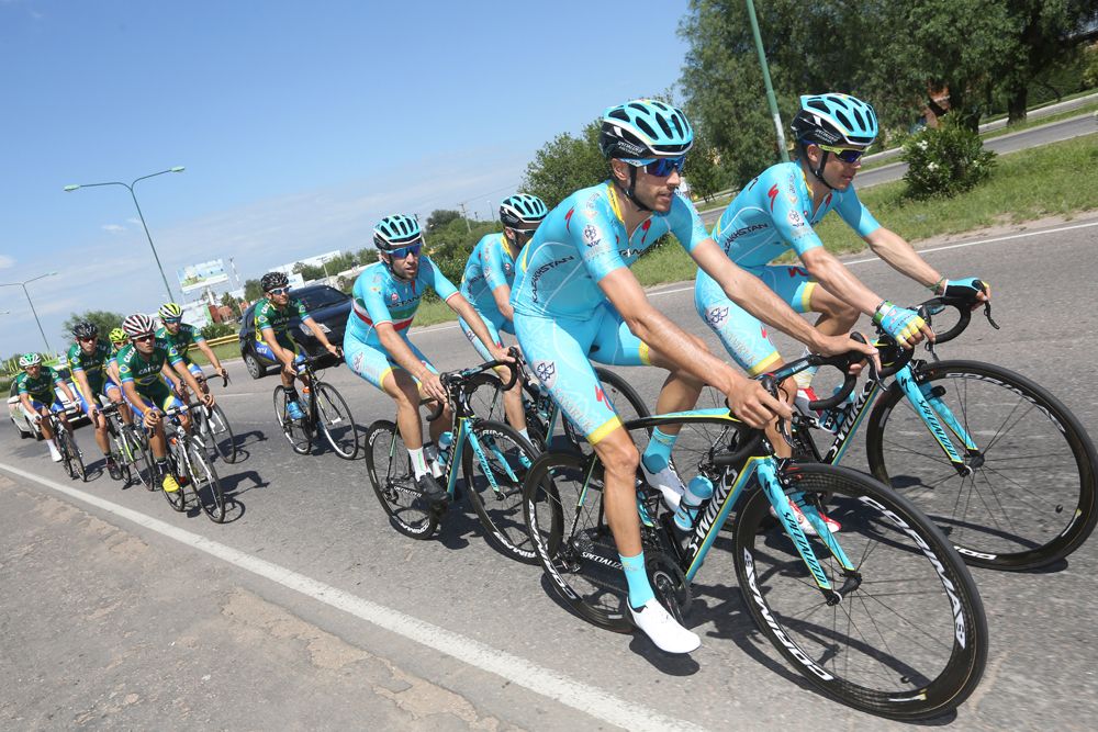 The Astana team out training ahead of the Tour de San Luis