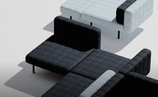 Black and grey padded sofas