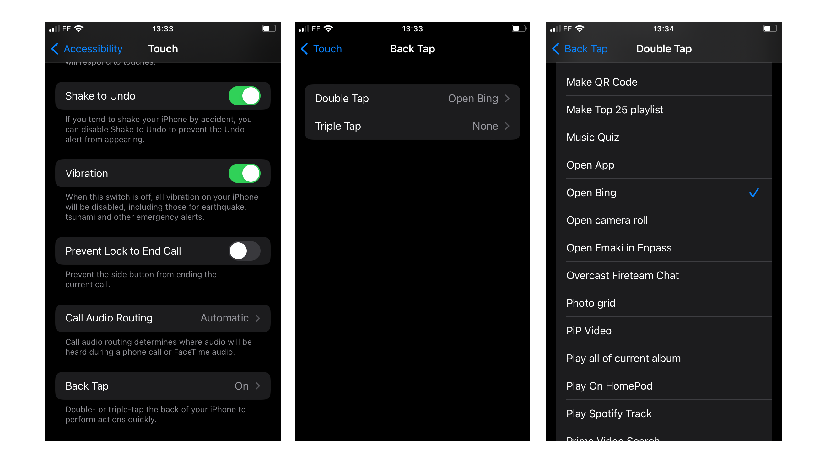 Configurando o Back Tap para iniciar o aplicativo Bing no iPhone