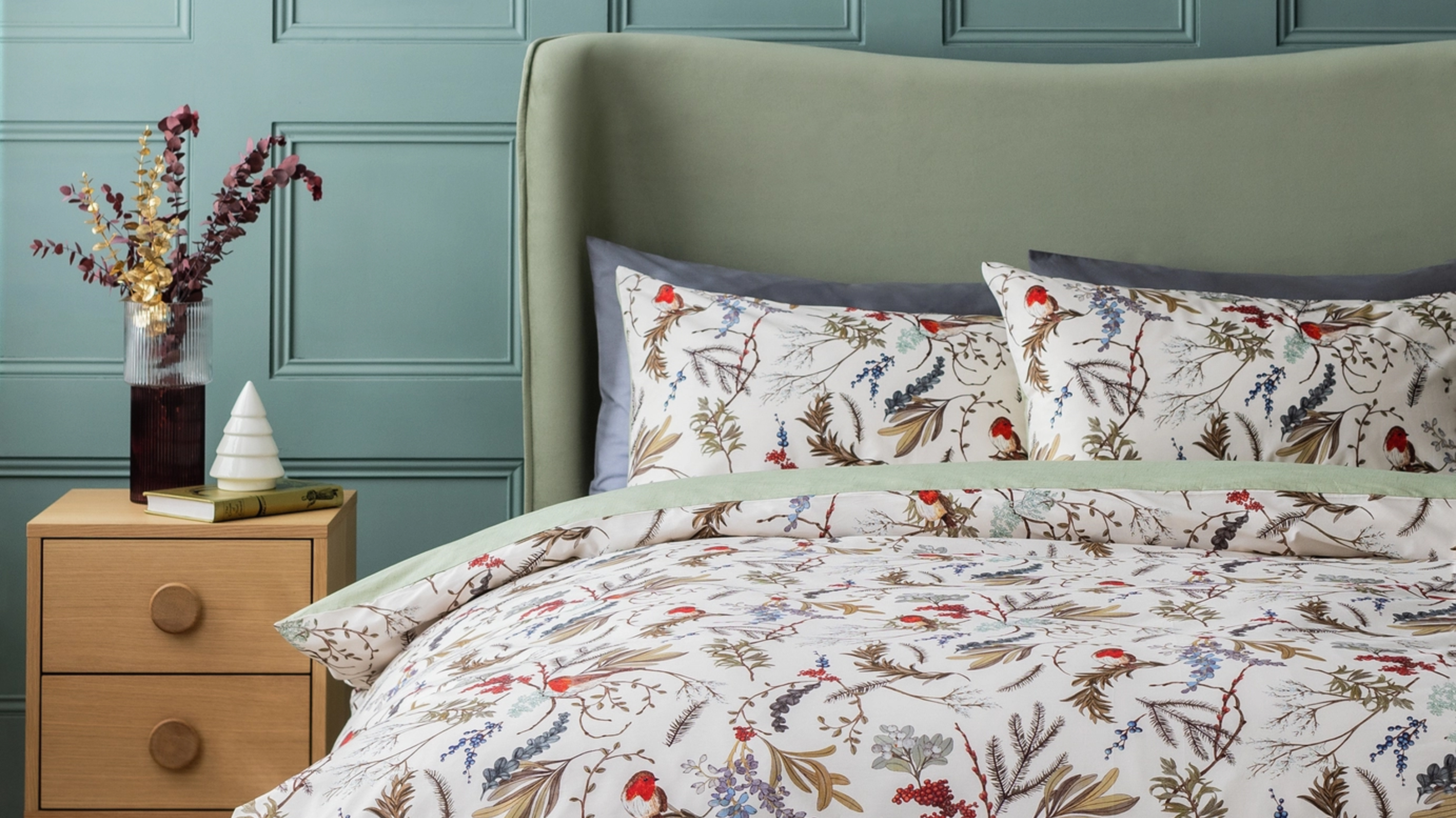 Habitat / Argos Home Cotton Robin Foliage Neutral Bedding Set