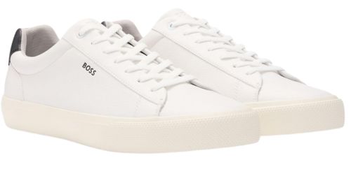 Boss Mens Aiden Tenn Faux-Leather Trainers
