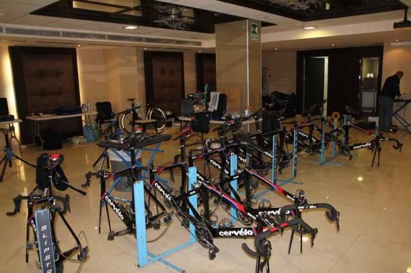 The hotel provided room for all the Cervelo bikes