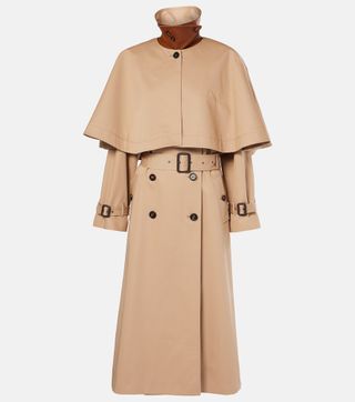 Caped Cotton Gabardine Trench Coat