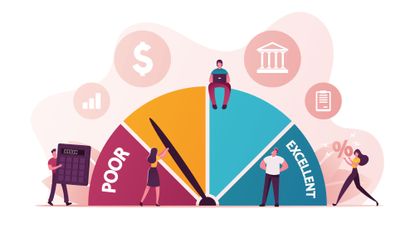 Illustration depicting a scale of poor credit to excellent credit