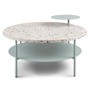 A terrazzo topped coffee table