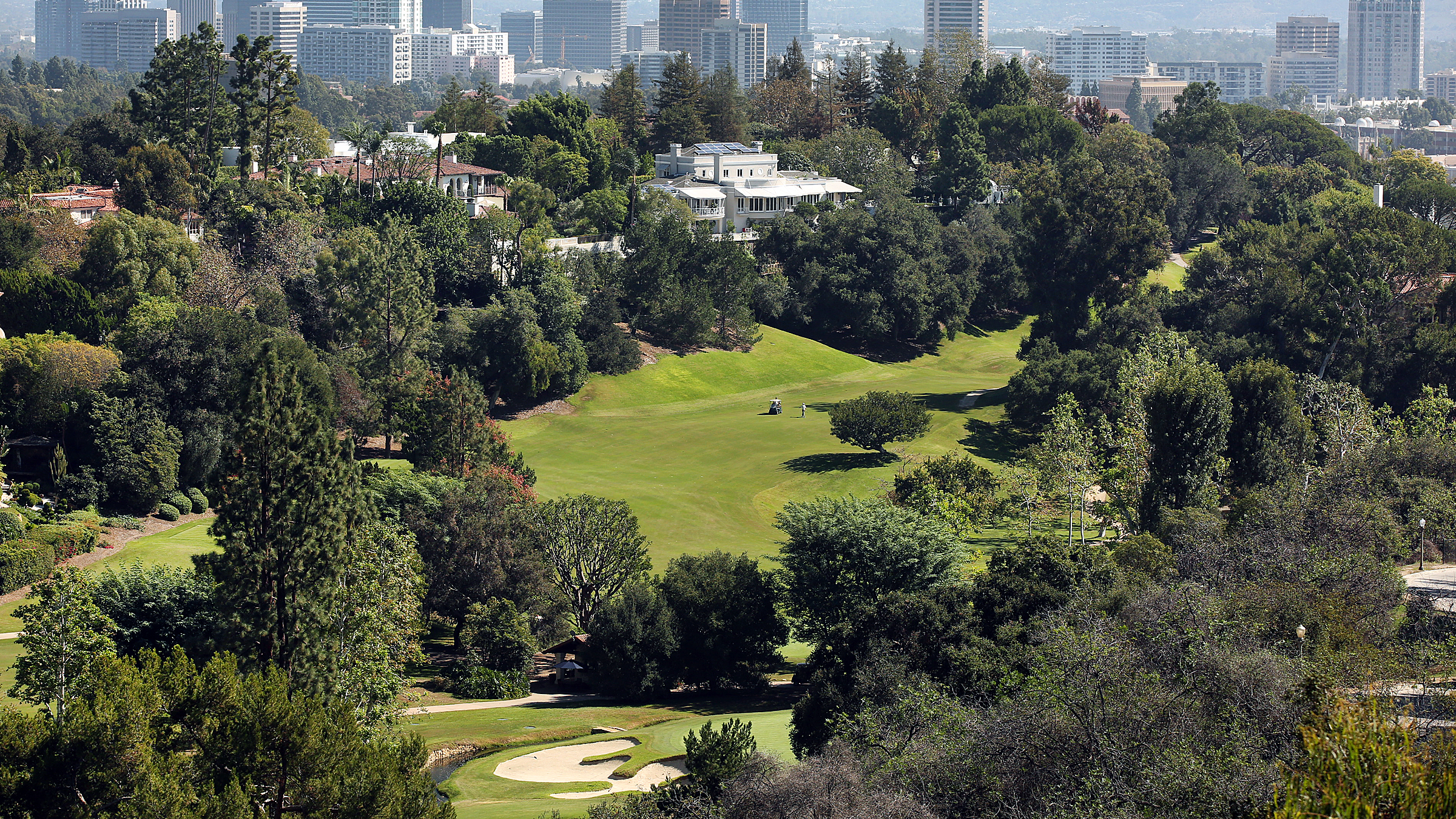 An aerial view of Bel-Air Country Club in LA