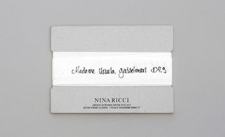 Ninna Ricci’s invitation came printed on gauze ribbon