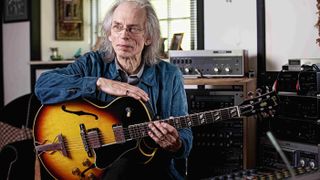 Steve Howe, pictured in his home studio