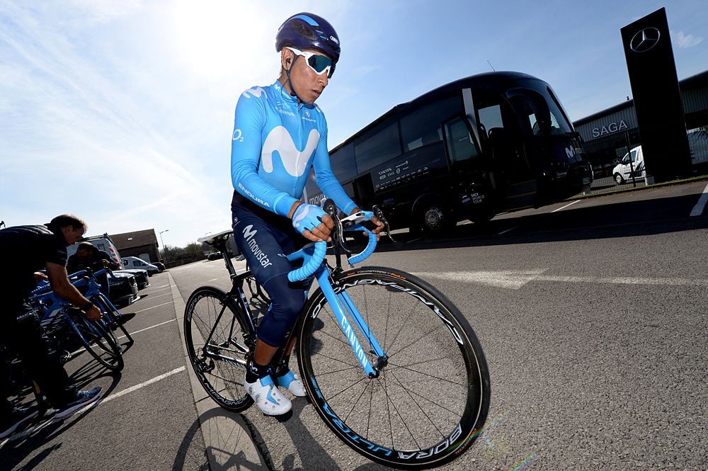 Nairo Quintana sets out to train on the cobbles - Movistar training on the Paris-Roubaix cobbles as recon for stage 9 at the Tour de France