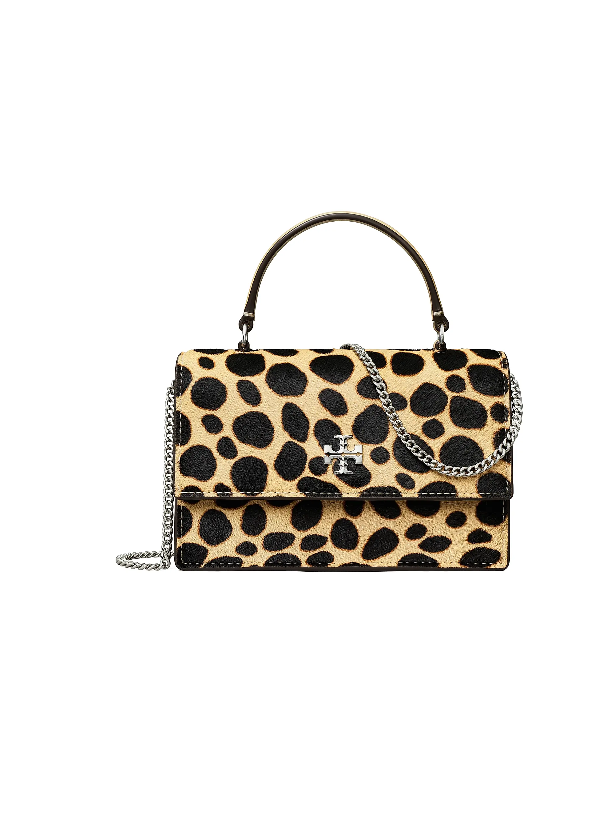 Mini Kira Leopard-Printed Calf Hair Top Handle Bag