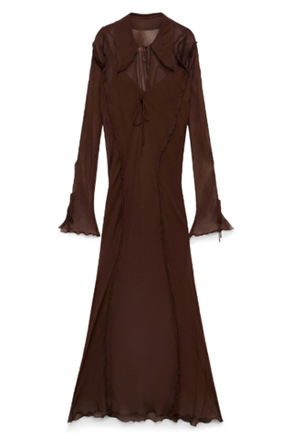 Mango Claire Long Sleeve Sheer Maxi Dress (Was $130) 