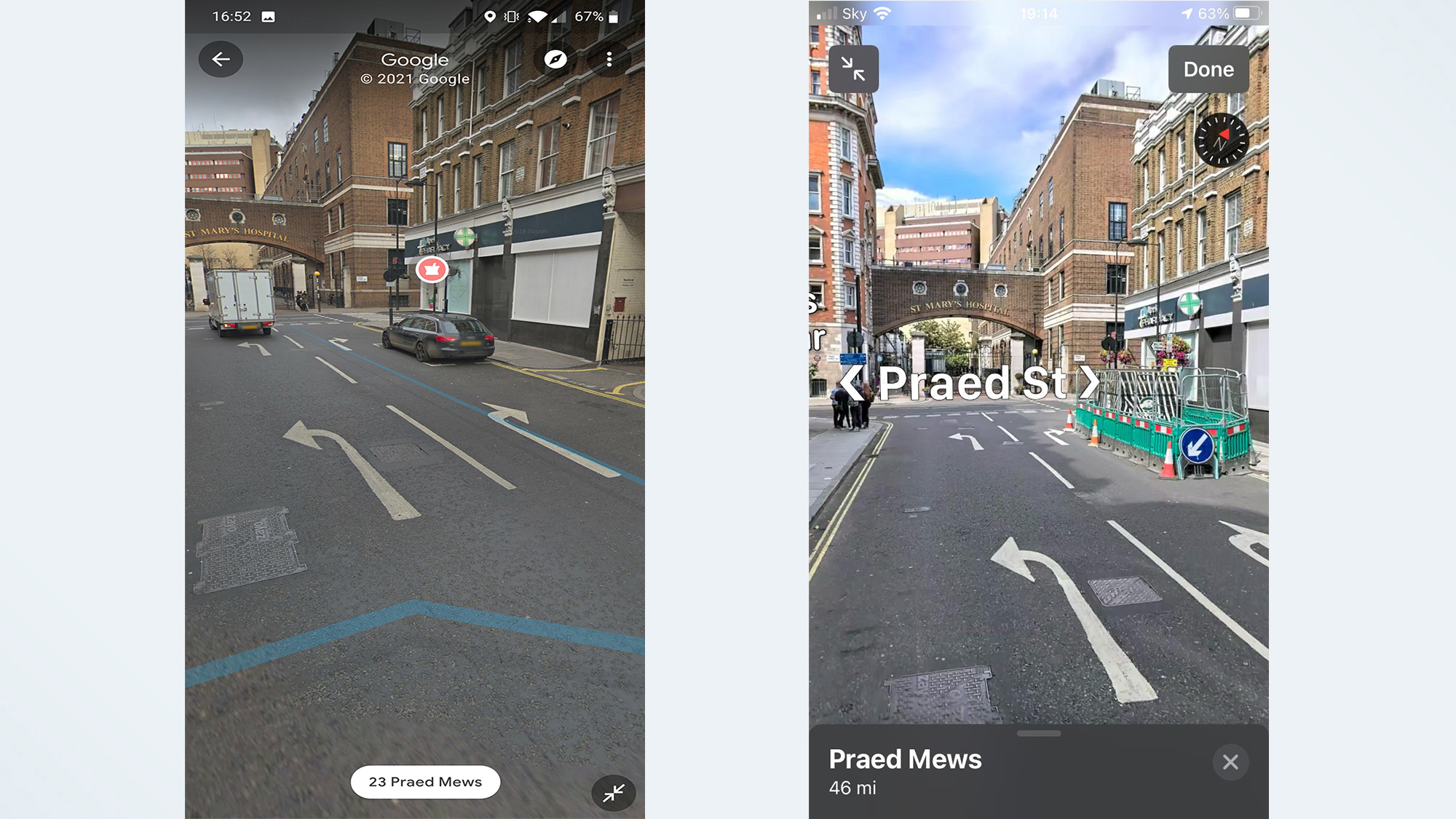 Google Maps vs. Apple Maps: Street view