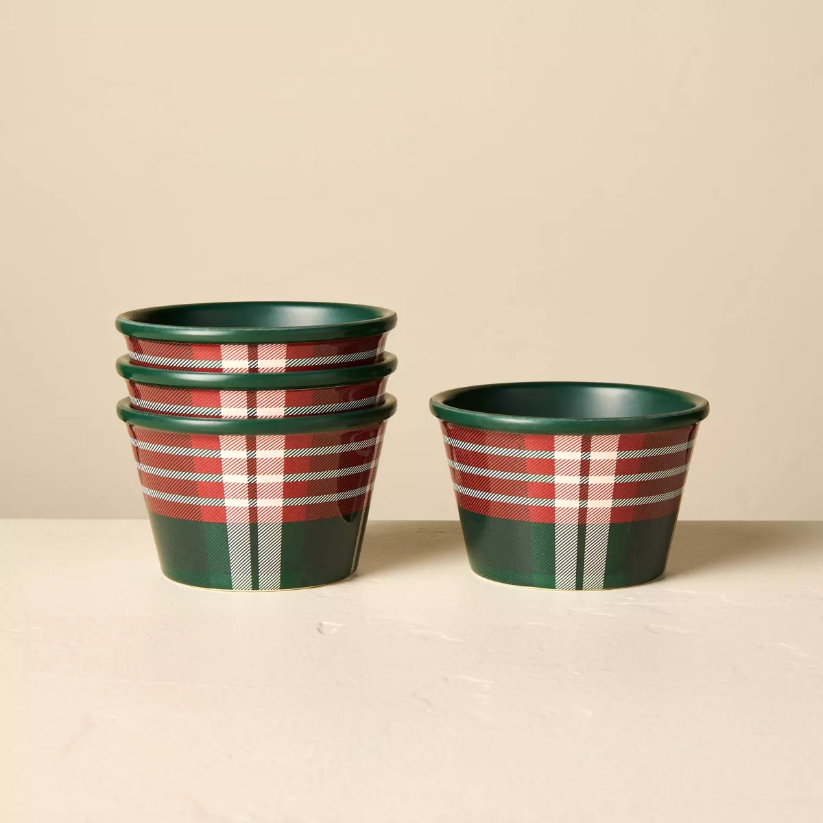 Set of 4 8.5 Fl Oz Melamine Mini Bowls Signature Plaid - Hearth U0026#38; Handu0026#8482; With Magnolia