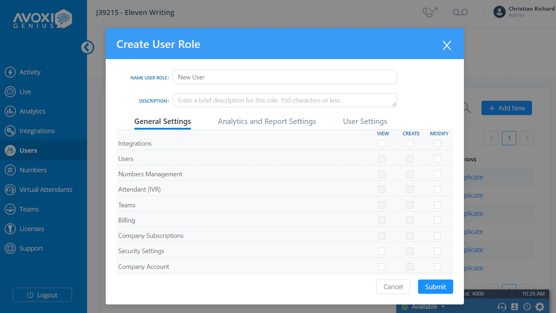 Adding new user roles on the Avoxi platform