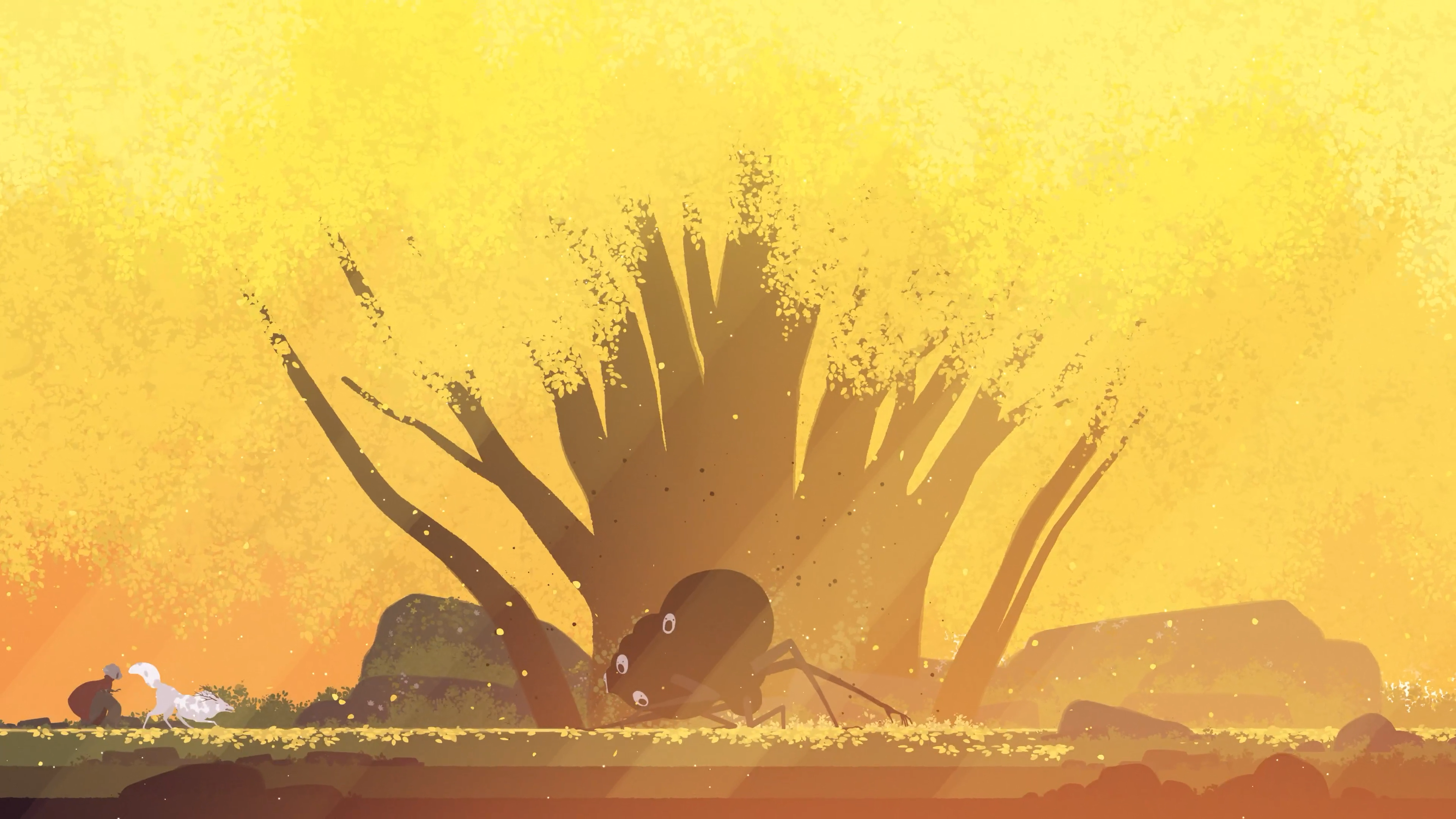 Screenshot from Neva, a 2D side-scrolling game by Nomada Studio