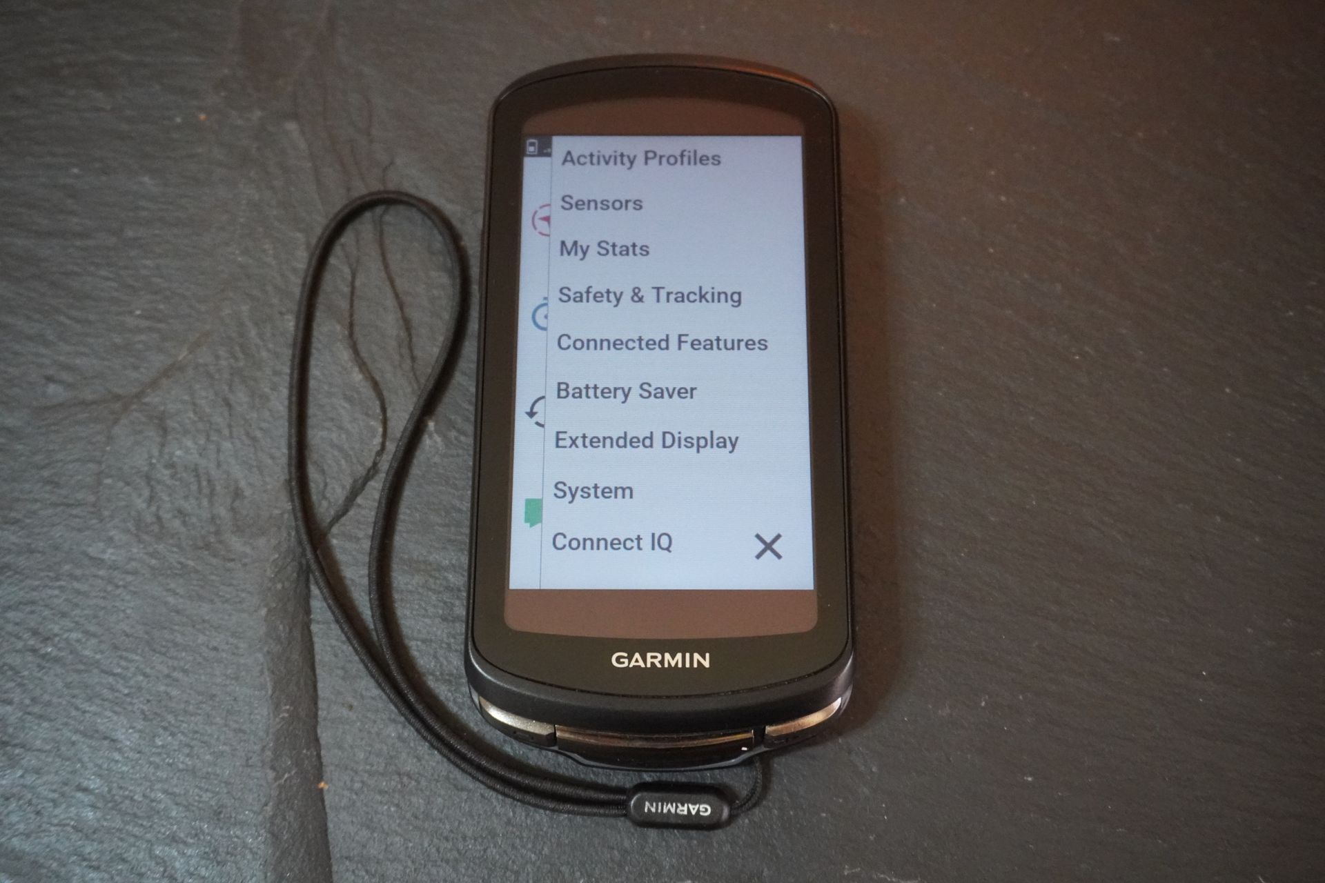 Garmin Edge 1040 Solar home screen 'hamburger' menu
