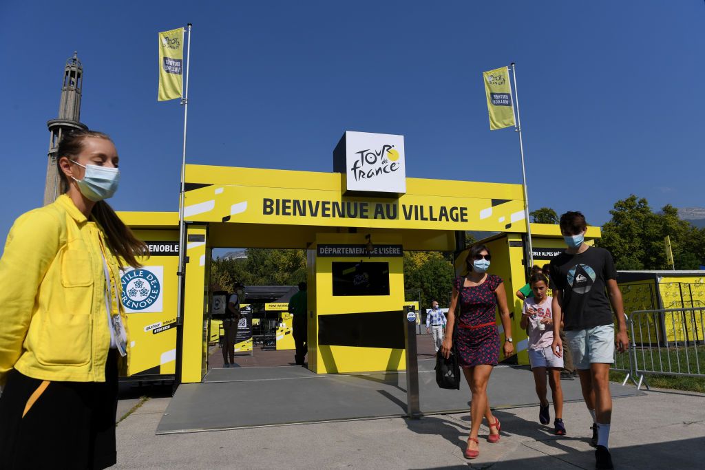 MERIBEL FRANCE SEPTEMBER 16 Start Fan Village Grenoble City Public Staff during the 107th Tour de France 2020 Stage 17 a 170km stage from Grenoble to Mribel Col de la Loze 2304m TDF2020 LeTour on September 16 2020 in Mribel France Photo by Tim de WaeleGetty Images