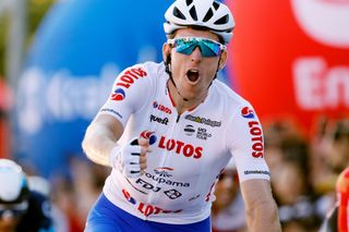 KRAKOW POLAND AUGUST 05 Arnaud Demare of France and Team Groupama FDJ White Sprint Jersey celebrates winning during the 79th Tour de Pologne 2022 Stage 7 a 1778km stage from Valsir to Krakow TdP22 WorldTour on August 05 2022 in Krakow Poland Photo by Bas CzerwinskiGetty Images