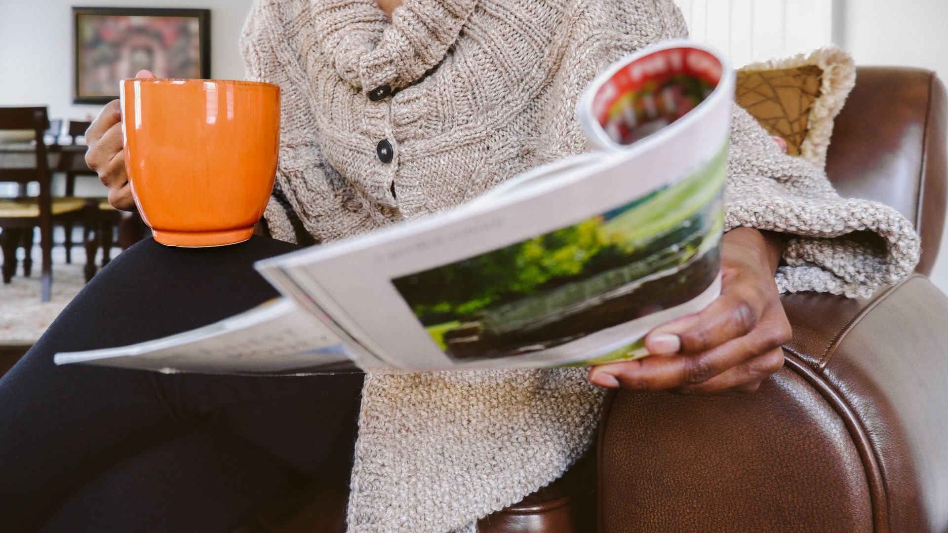 Woman reading a magazine