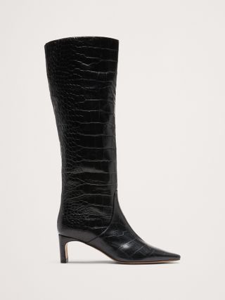 banana republic, Italian Embossed Leather Mid-Heel Boots