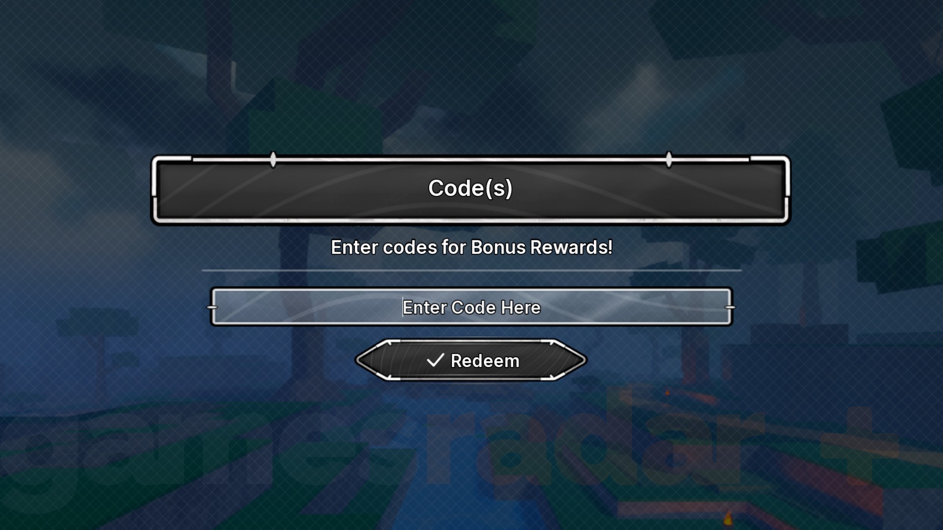 The Jujutsu Zero codes redemption box.