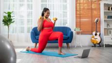 Woman doing pilates at home