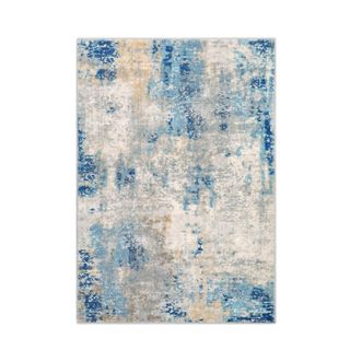 A blue and gray entryway rug