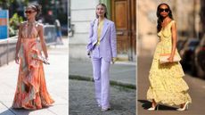 street style influencers showing what to wear to a wedding