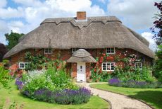 A thatched country cottage and garden at Itchen Stoke in Hampshire