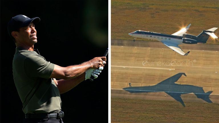 Tiger Woods and his private jet leaving Georgia 