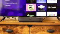 The Roku Streambar set up with an HDTV