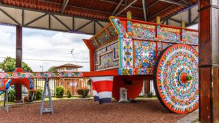 Painted oxcart on display in Sarchi, Costa Rica