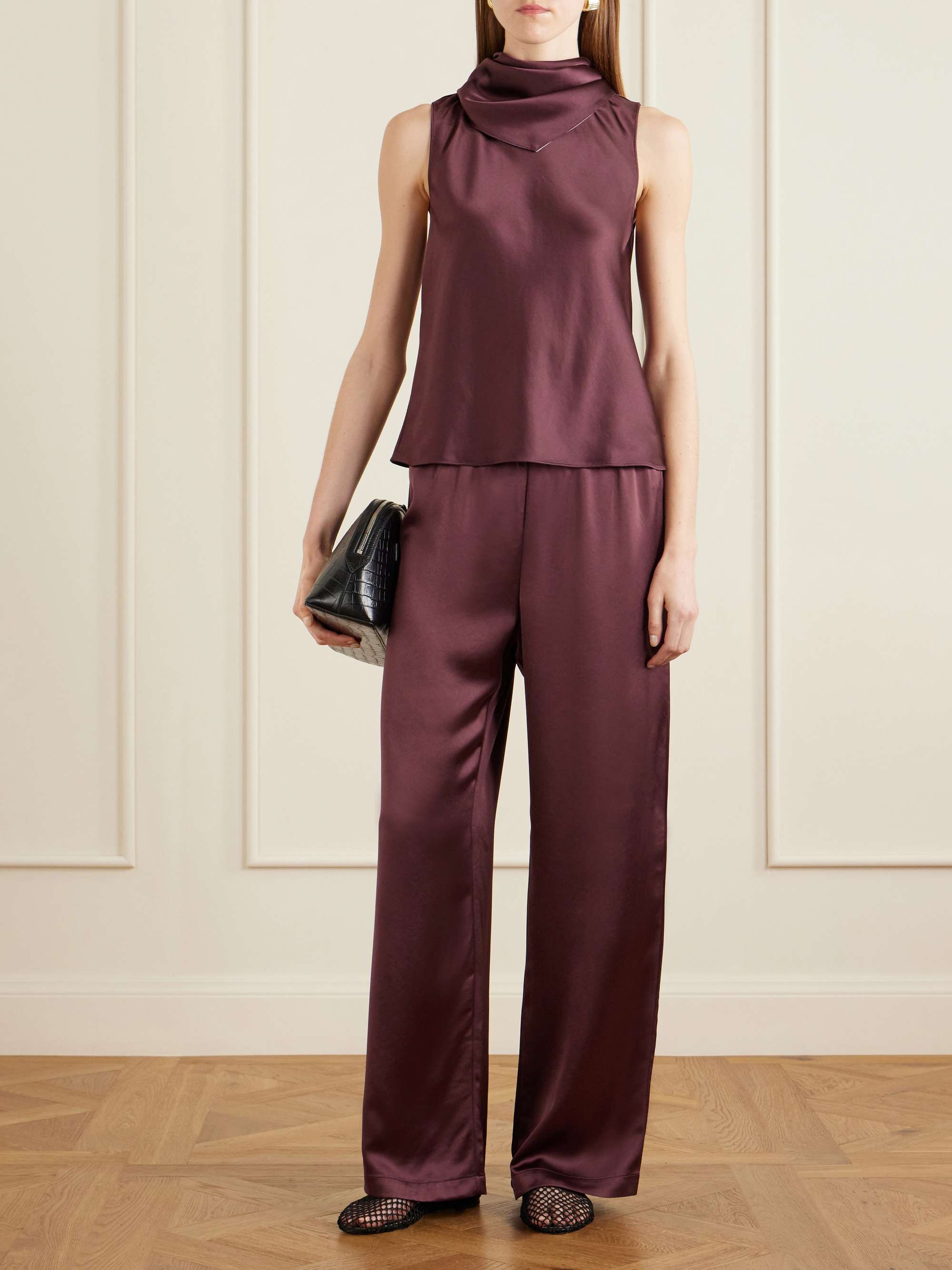 Barb Satin Wide-Leg Pants