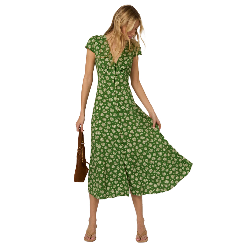 Nobody's Child green floral tea dress