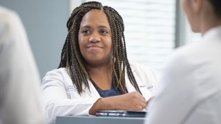 Chandra Wilson as Dr. Miranda Bailey smiling in Grey's Anatomy season 20