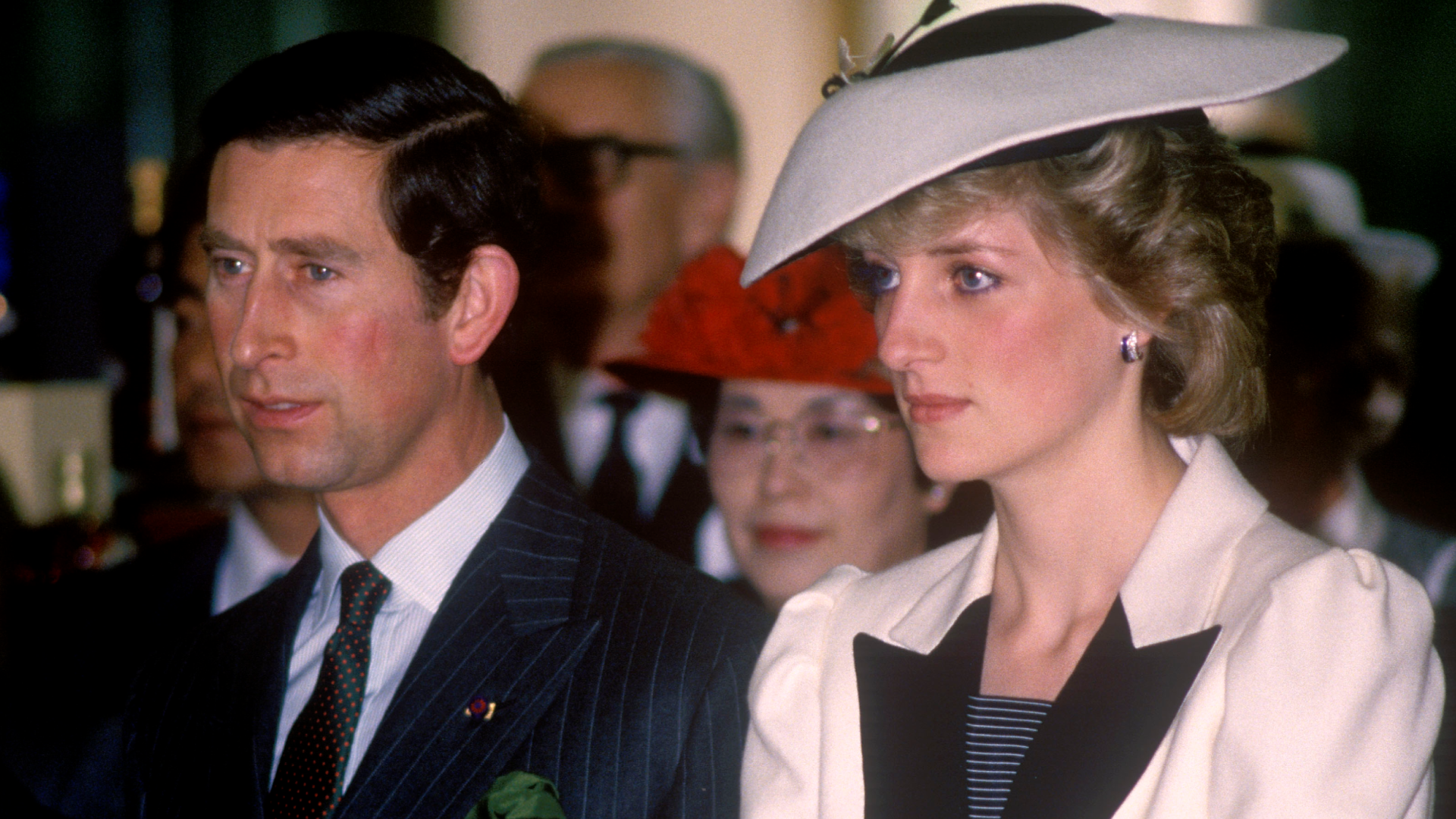 King Charles and Princess Diana visit Mitsukoshi department store, Tokyo, Japan, as the store holds a British Week to coincide with the visit, Diana is weaing a suit by Catherine Walker, 11th May 1986