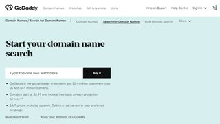 GoDaddy's domain registration portal
