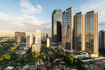 Modern office and condominium towers in Jakarta downtown district in Indonesia capital city 