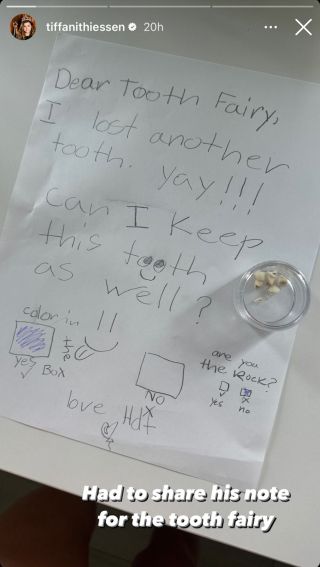 Tiffani Thiessen's kid's tooth fairy note