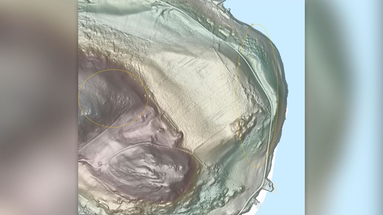 The aerial Lidar images also show burial mounds and what may be the remains of early settlements on Kloster&oslash;y, which indicate that the island was an important place in very ancient times.