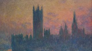 A painting of the House of Parliament at Sunset by Claude Monet. 